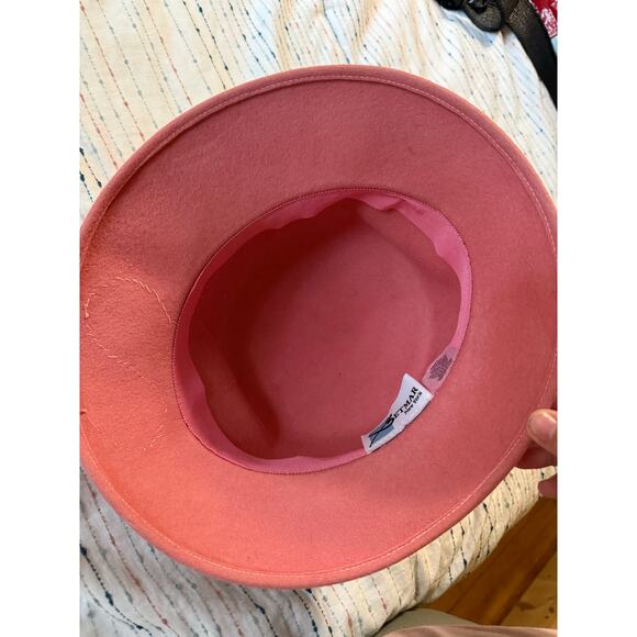 Vintage Betmar New York 100% Wool Hat Pink Jewel Embellished - Picture 3 of 4